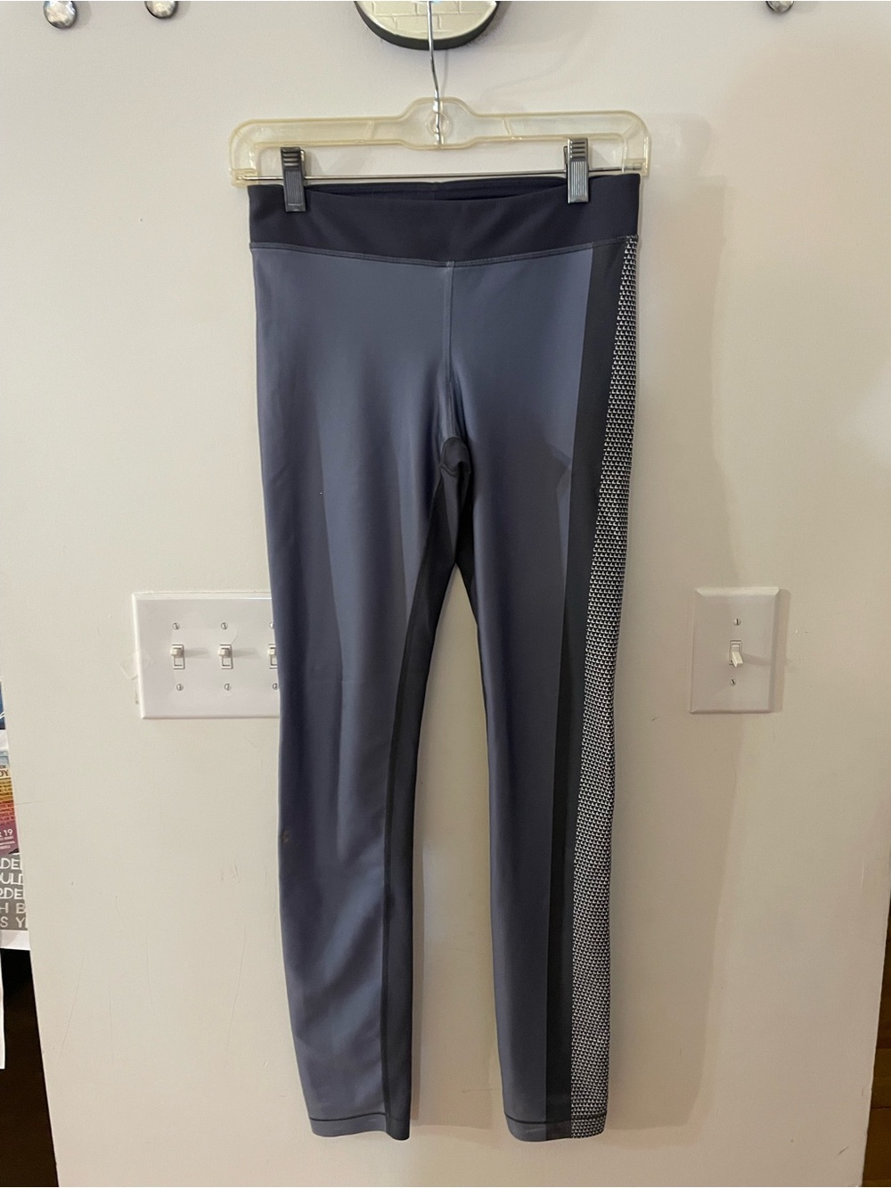 Two Pair UnderArmor Gray Athletic Leggings with Side Mesh Panel & VS size M